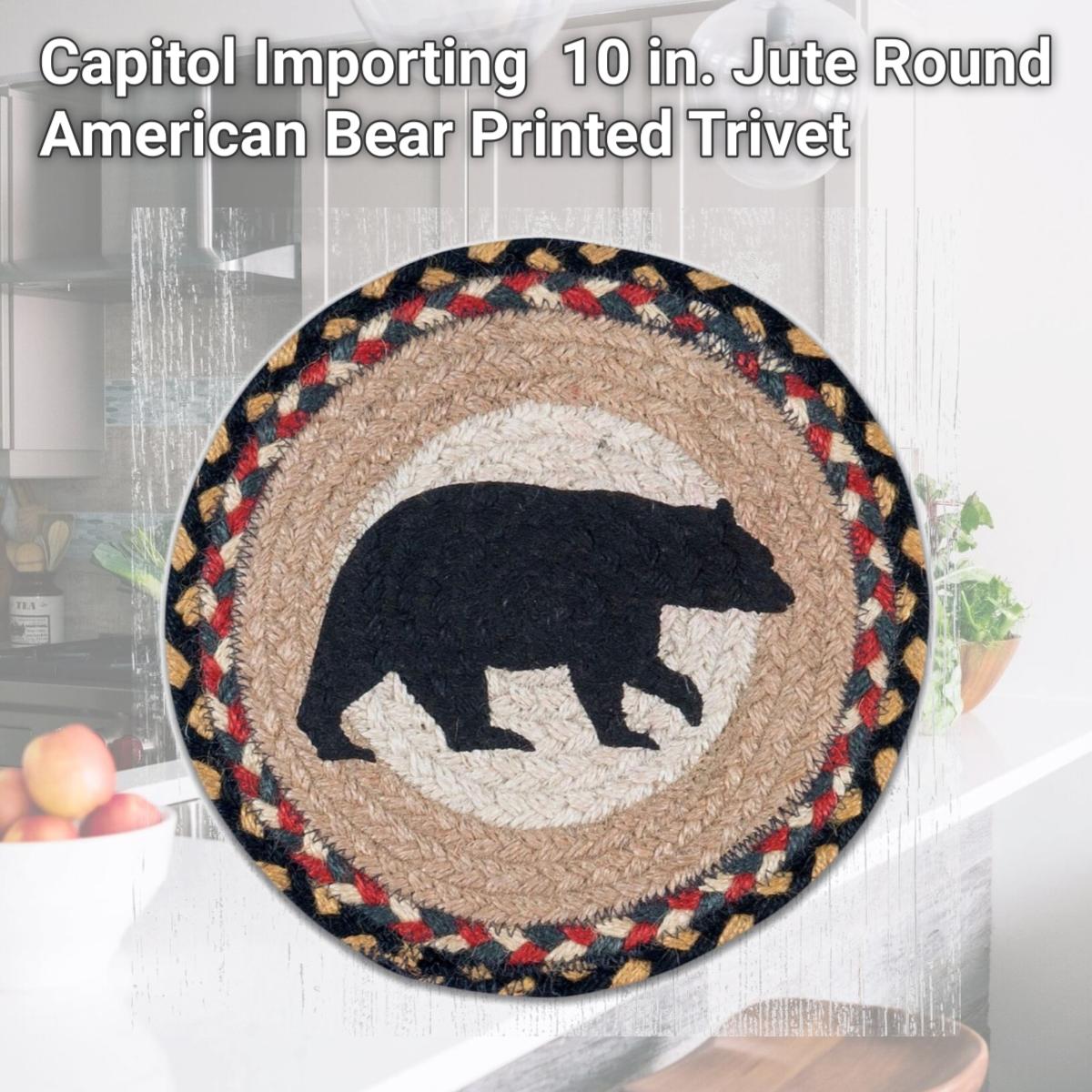 Picture of Capitol Importing 80-043AB 10 in. Jute Round American Bear Printed Trivet