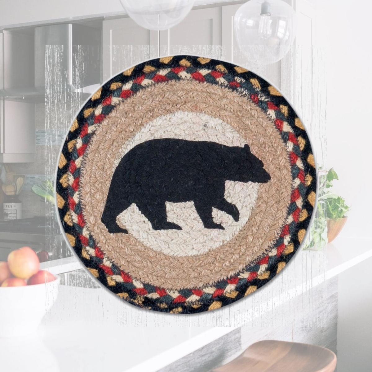 Picture of Capitol Importing 80-043AB 10 in. Jute Round American Bear Printed Trivet