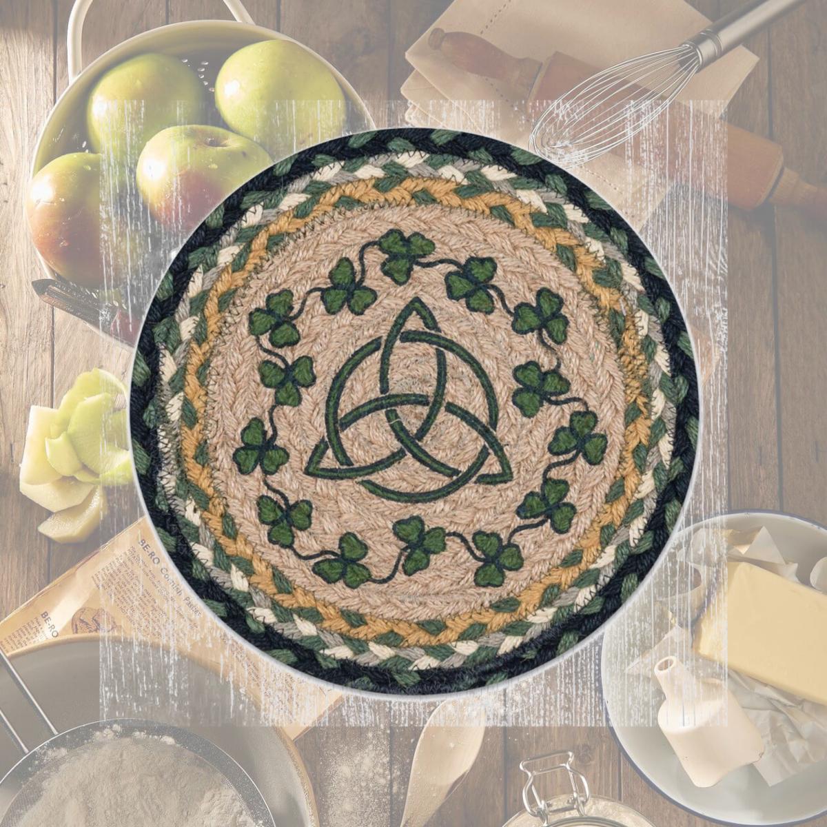 Picture of Capitol Importing 80-116IS 10 in. Jute Round Irish Shamrock Printed Trivet