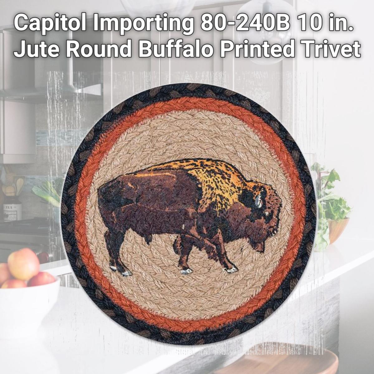 Picture of Capitol Importing 80-240B 10 in. Jute Round Buffalo Printed Trivet