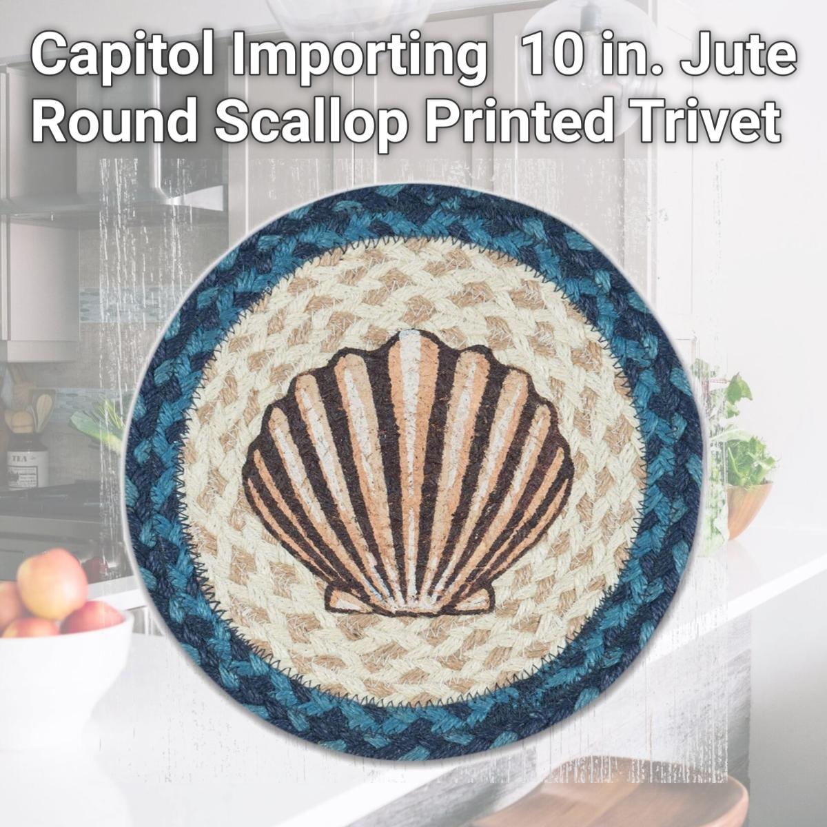 Picture of Capitol Importing 80-362S 10 in. Jute Round Scallop Printed Trivet