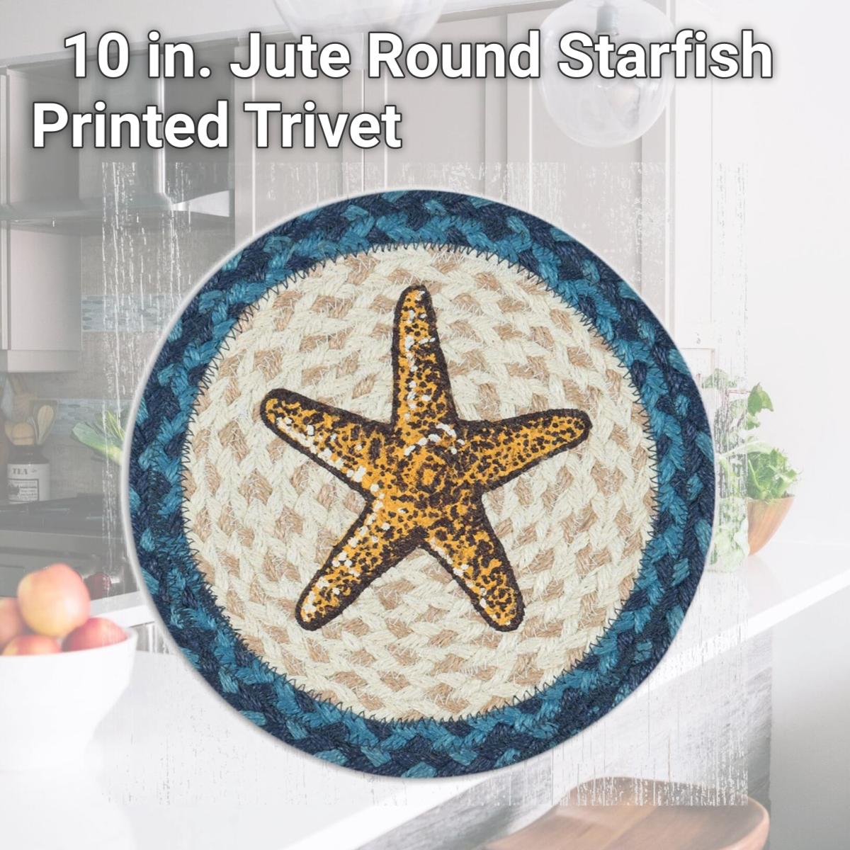 Picture of Capitol Importing 80-362SF 10 in. Jute Round Starfish Printed Trivet