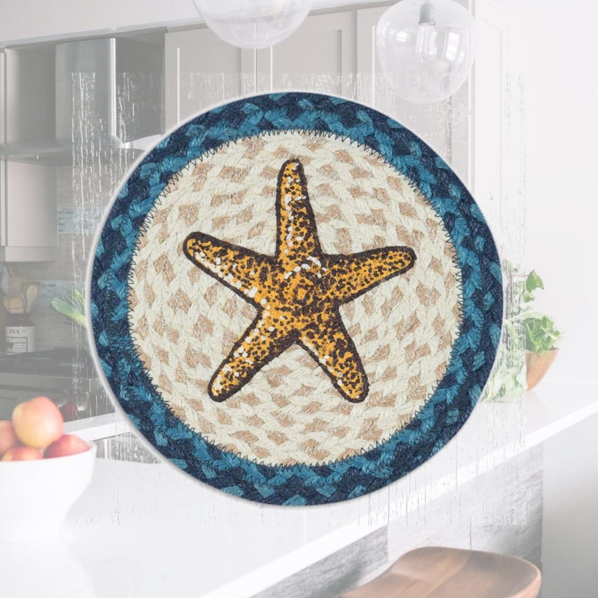 Picture of Capitol Importing 80-362SF 10 in. Jute Round Starfish Printed Trivet