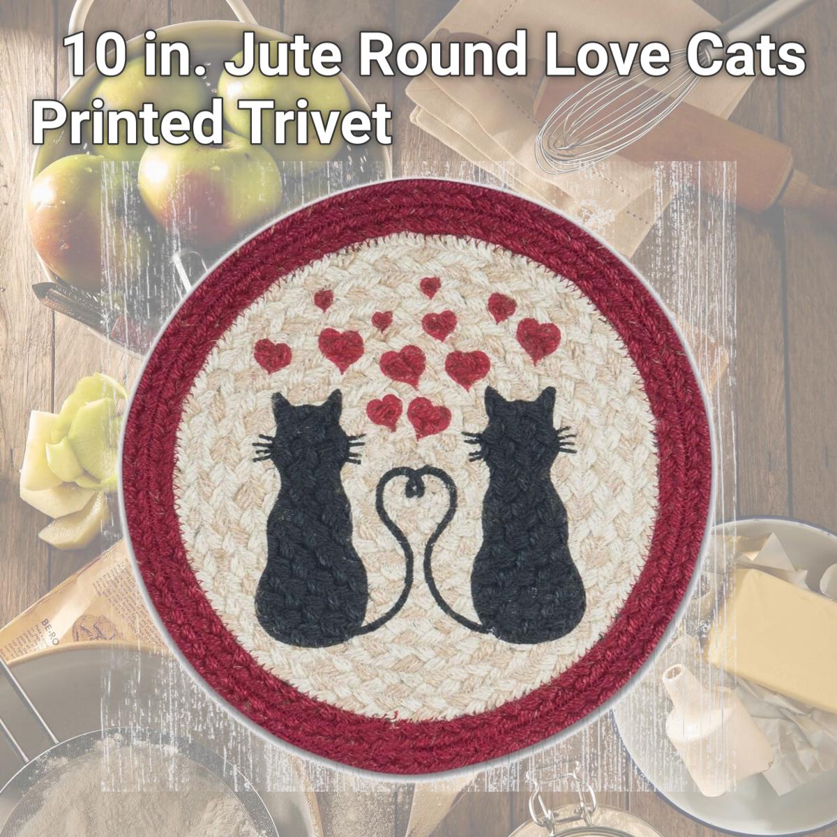 Picture of Capitol Importing 80-576LC 10 in. Jute Round Love Cats Printed Trivet