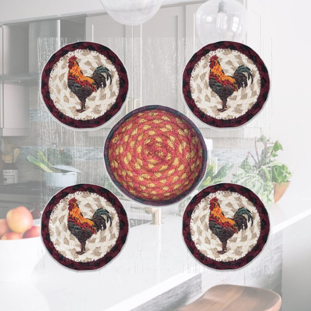 Picture of Capitol Importing 29-CB471RR 5 x 5 in. CNB-471 Rustic Rooster Coasters in a Basket