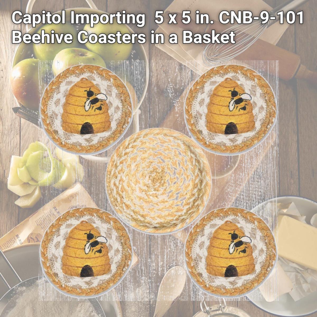 Picture of Capitol Importing 29-CB9-101B 5 x 5 in. CNB-9-101 Beehive Coasters in a Basket