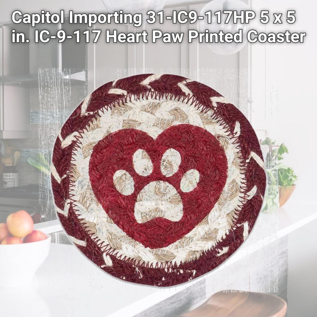 Picture of Capitol Importing 31-IC9-117HP 5 x 5 in. IC-9-117 Heart Paw Printed Coaster