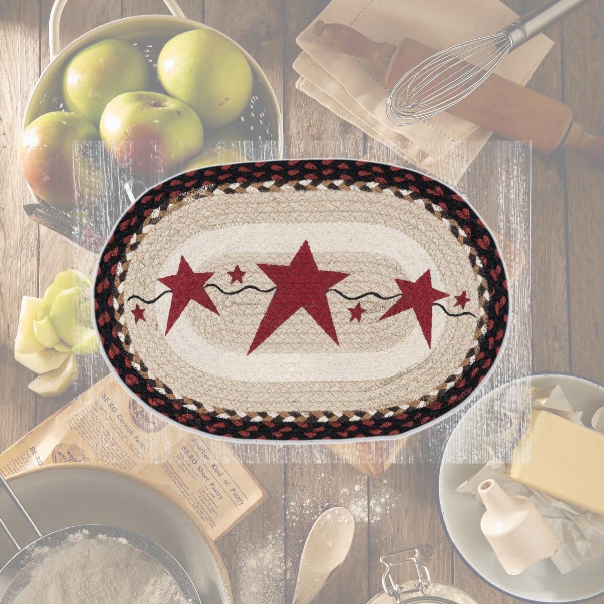 Picture of Capitol Importing 48-019PSB 13 x 19 in. PM-OP-19 Primitive Star Burgundy Oval Placemat
