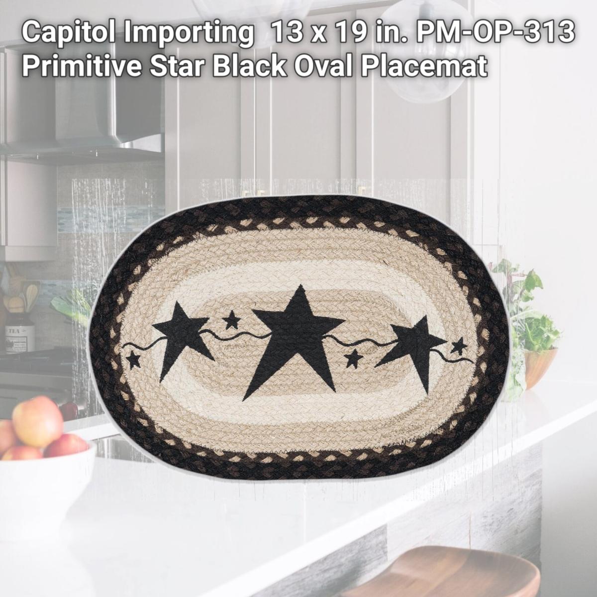 Picture of Capitol Importing 48-313PSB 13 x 19 in. PM-OP-313 Primitive Star Black Oval Placemat