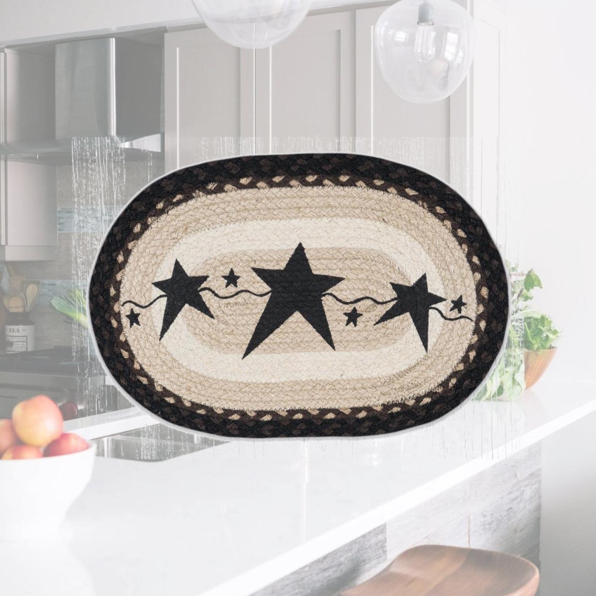 Picture of Capitol Importing 48-313PSB 13 x 19 in. PM-OP-313 Primitive Star Black Oval Placemat