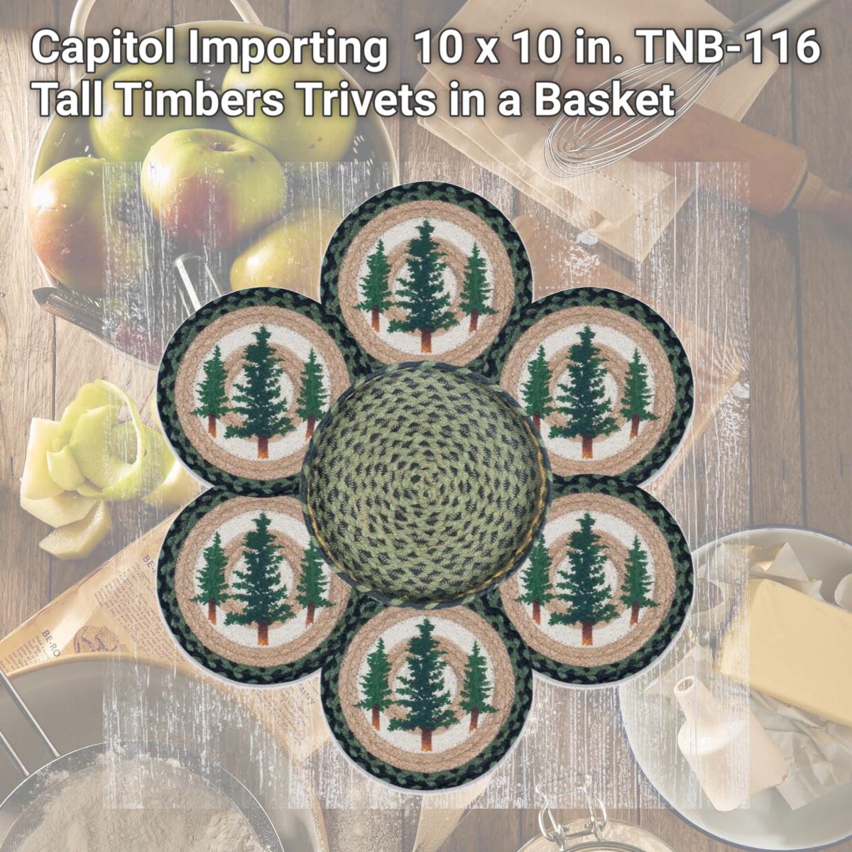 Picture of Capitol Importing 56-116TT 10 x 10 in. TNB-116 Tall Timbers Trivets in a Basket