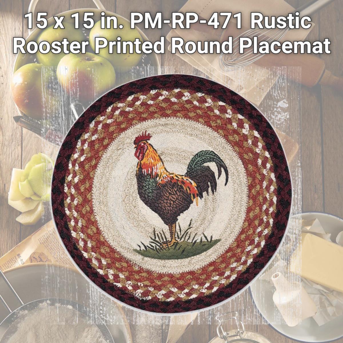 Picture of Capitol Importing 57-471RR 15 x 15 in. PM-RP-471 Rustic Rooster Printed Round Placemat