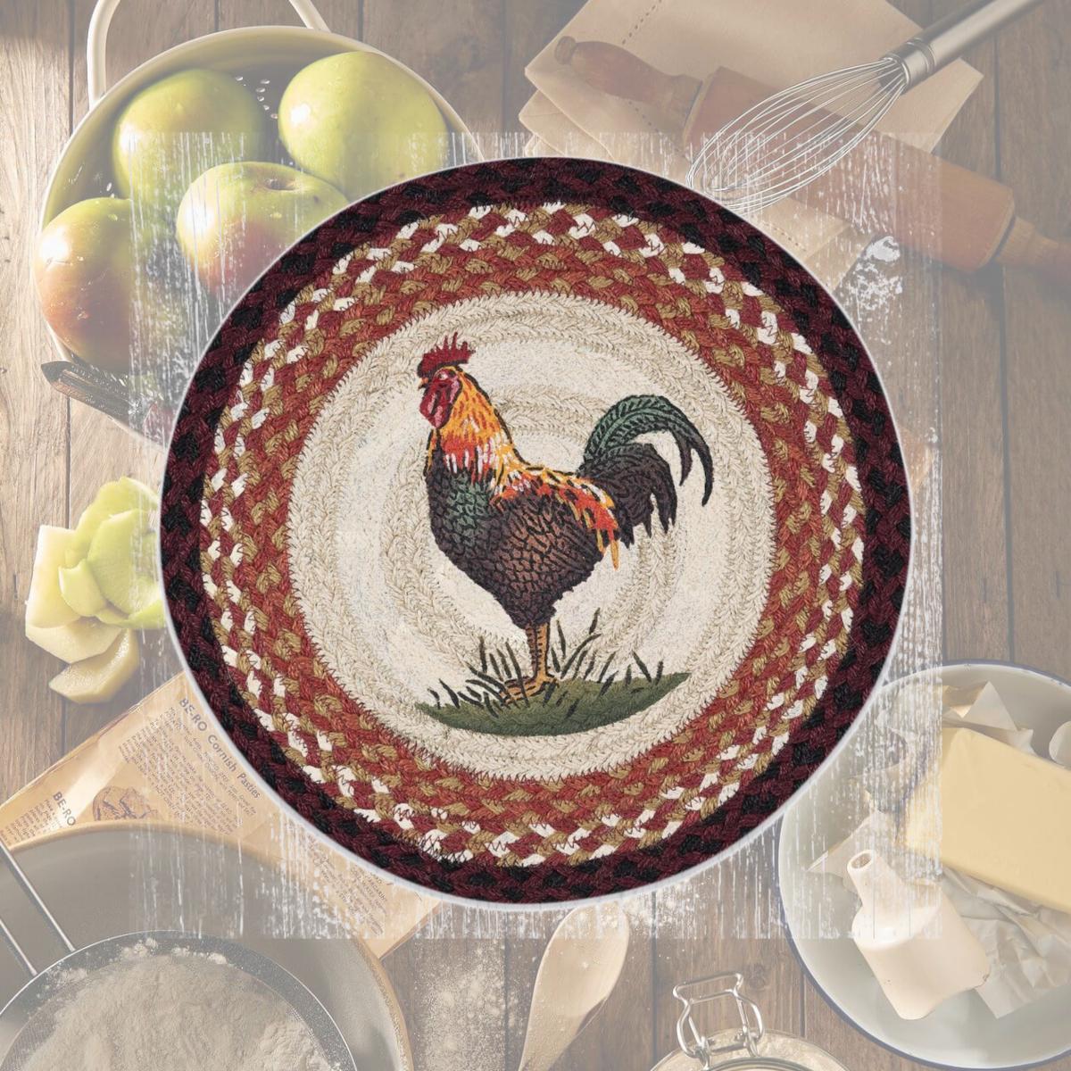 Picture of Capitol Importing 57-471RR 15 x 15 in. PM-RP-471 Rustic Rooster Printed Round Placemat