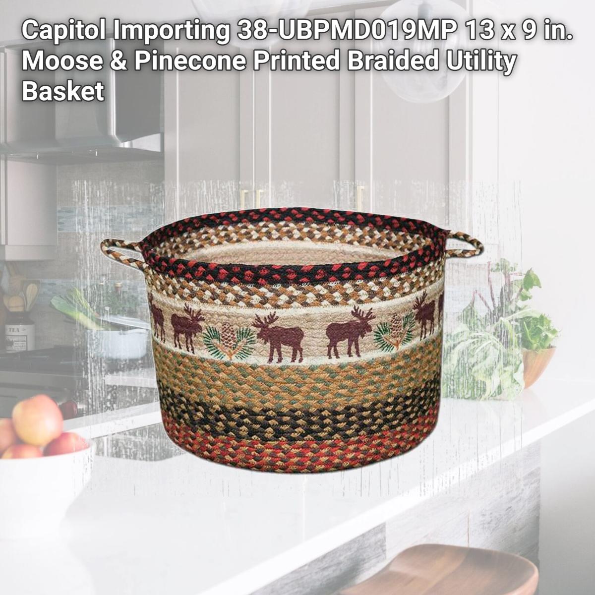 Picture of Capitol Importing 38-UBPMD019MP 13 x 9 in. Moose & Pinecone Printed Braided Utility Basket