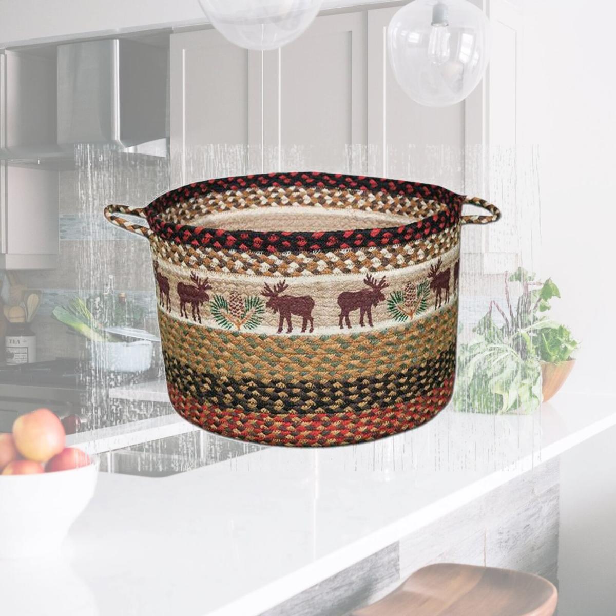 Picture of Capitol Importing 38-UBPMD019MP 13 x 9 in. Moose & Pinecone Printed Braided Utility Basket