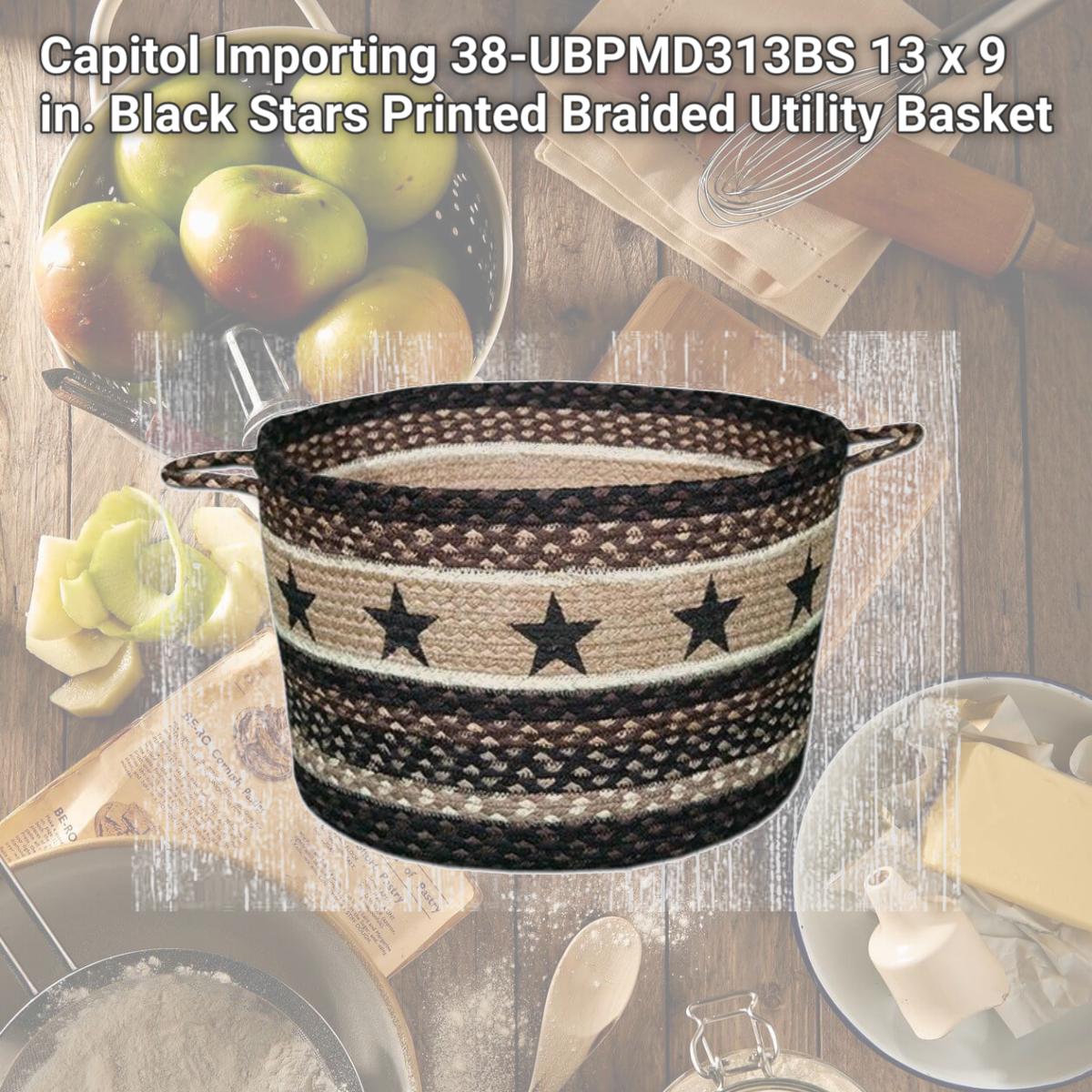 Picture of Capitol Importing 38-UBPMD313BS 13 x 9 in. Black Stars Printed Braided Utility Basket