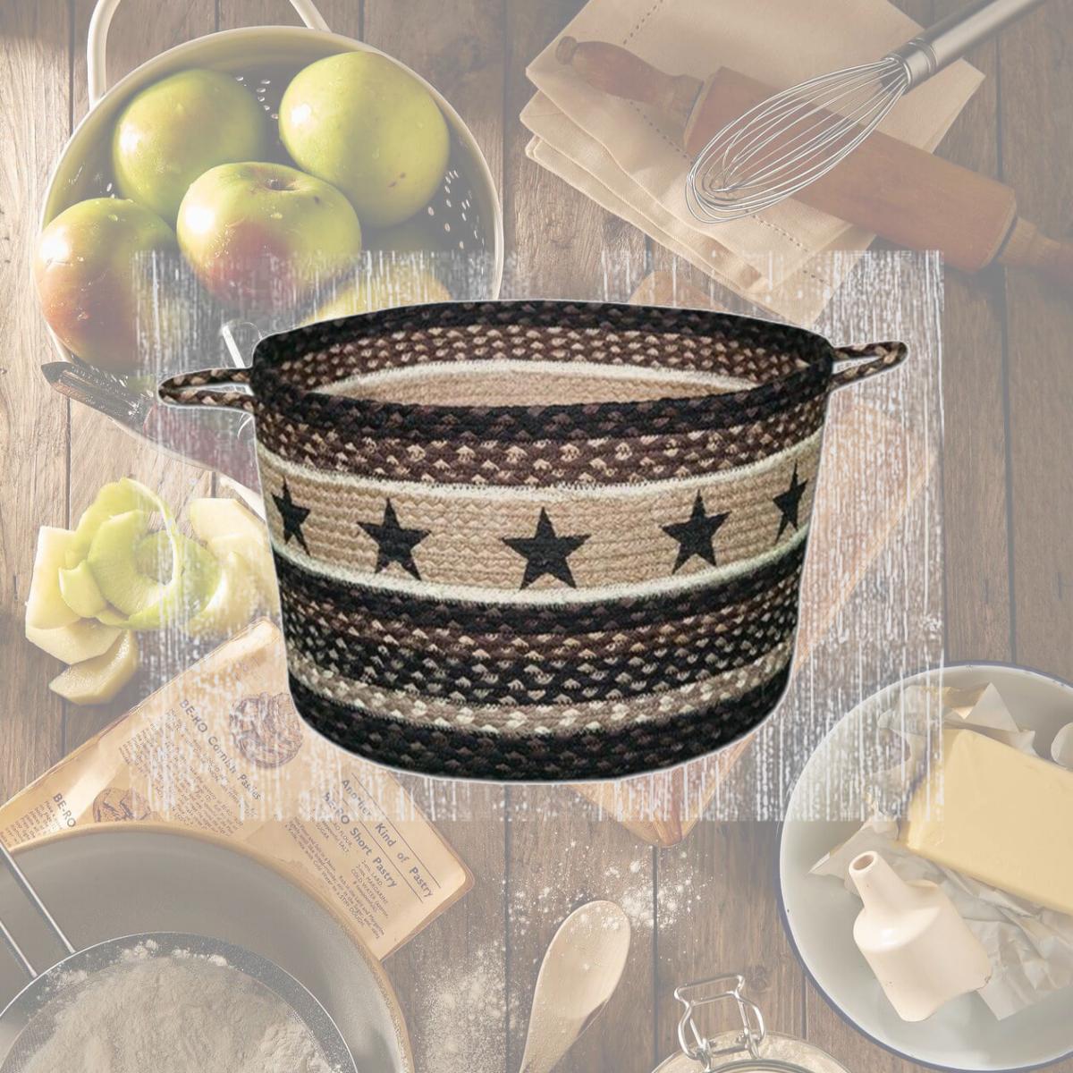 Picture of Capitol Importing 38-UBPMD313BS 13 x 9 in. Black Stars Printed Braided Utility Basket