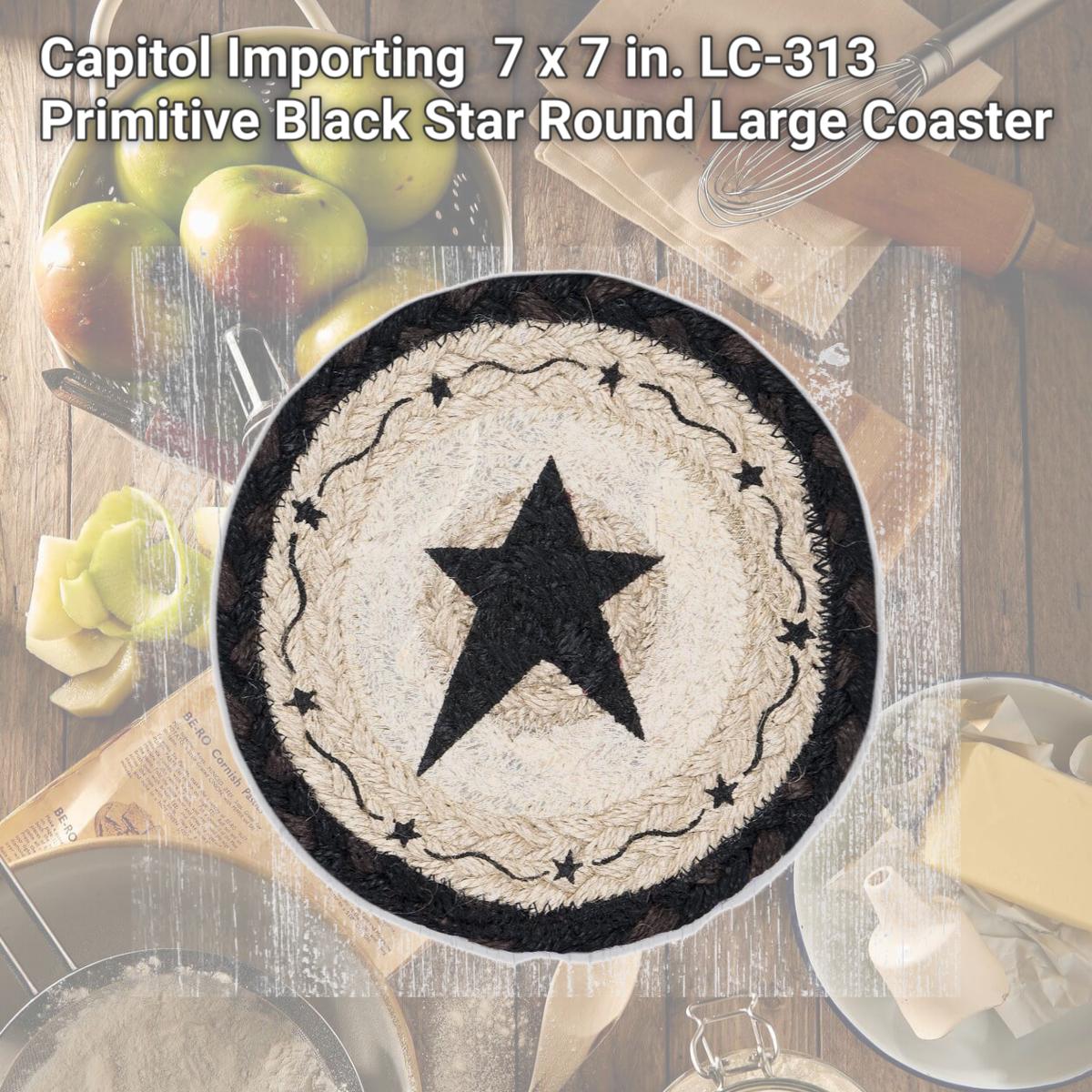 Picture of Capitol Importing 79-313PSB 7 x 7 in. LC-313 Primitive Black Star Round Large Coaster