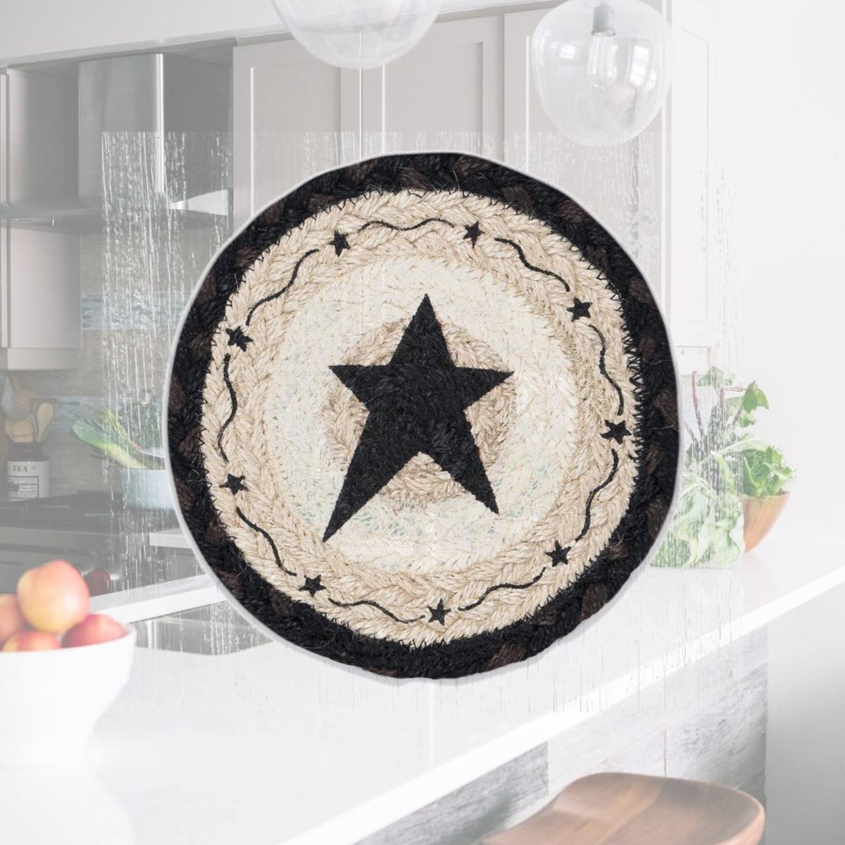 Picture of Capitol Importing 79-313PSB 7 x 7 in. LC-313 Primitive Black Star Round Large Coaster