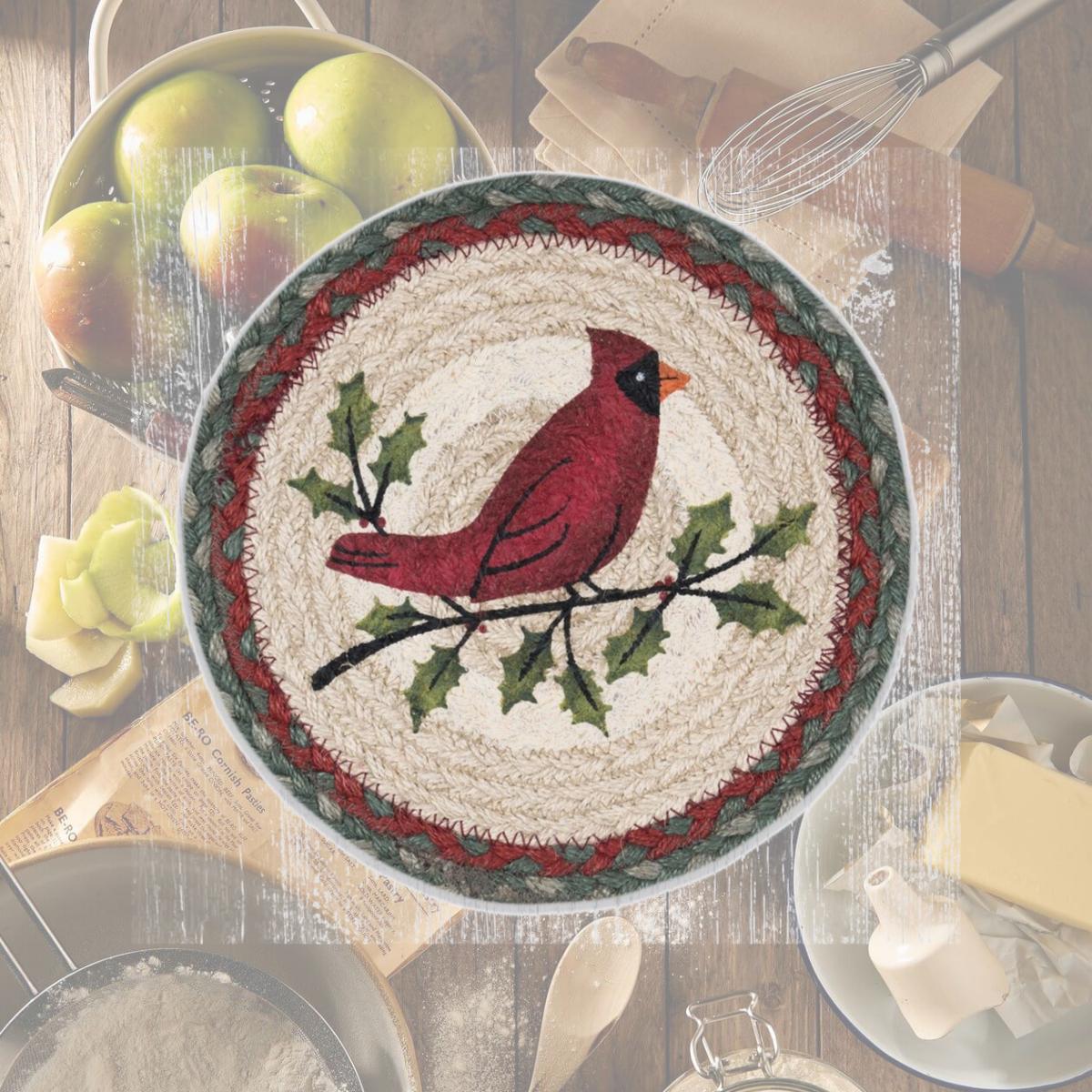 Picture of Capitol Importing 80-025HCA 10 x 10 in. MSPR-25 Holly Cardinal Printed Round Trivet