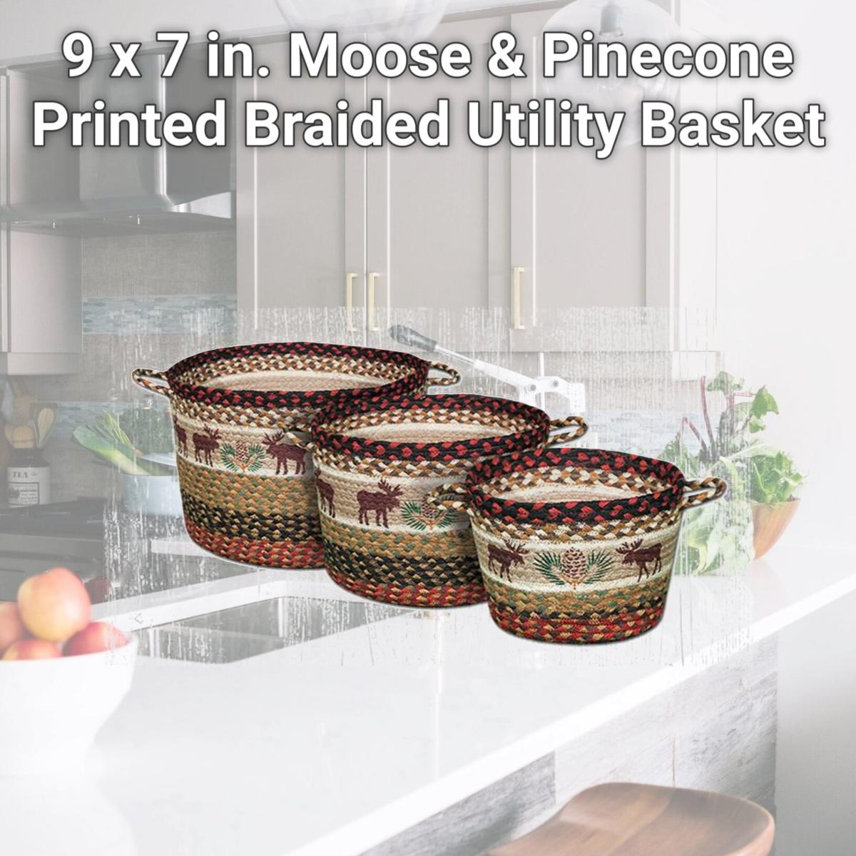 Picture of Capitol Importing 38-UBPSM019MP 9 x 7 in. Moose & Pinecone Printed Braided Utility Basket