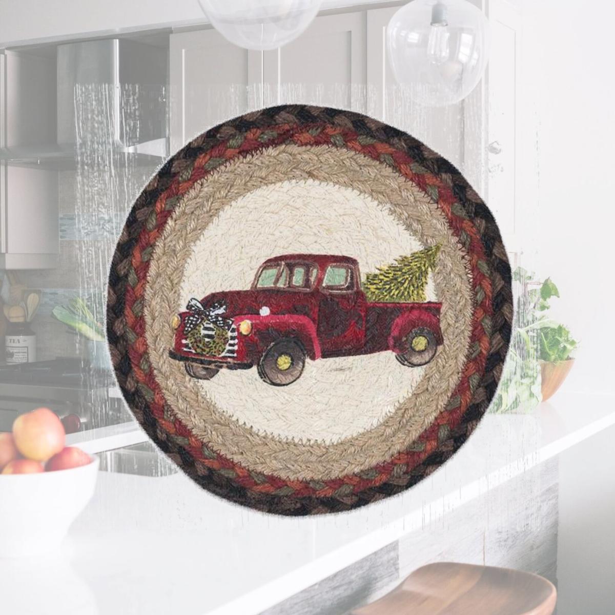 Picture of Capitol Importing 80-530CT 10 x 10 in. MSPR-530 Christmas Truck Printed Round Trivet
