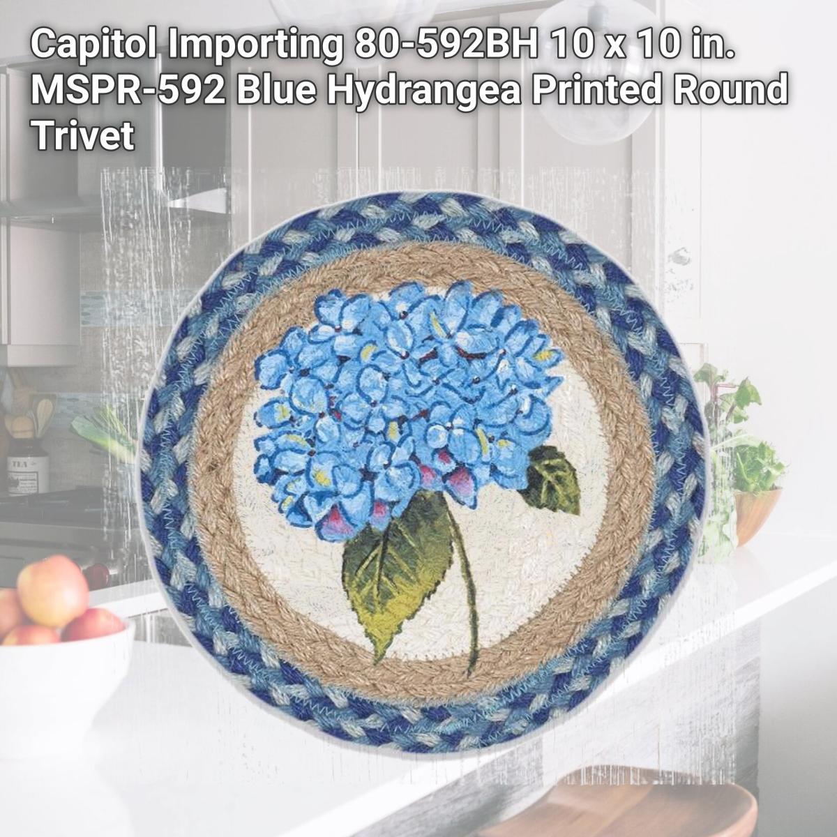 Picture of Capitol Importing 80-592BH 10 x 10 in. MSPR-592 Blue Hydrangea Printed Round Trivet