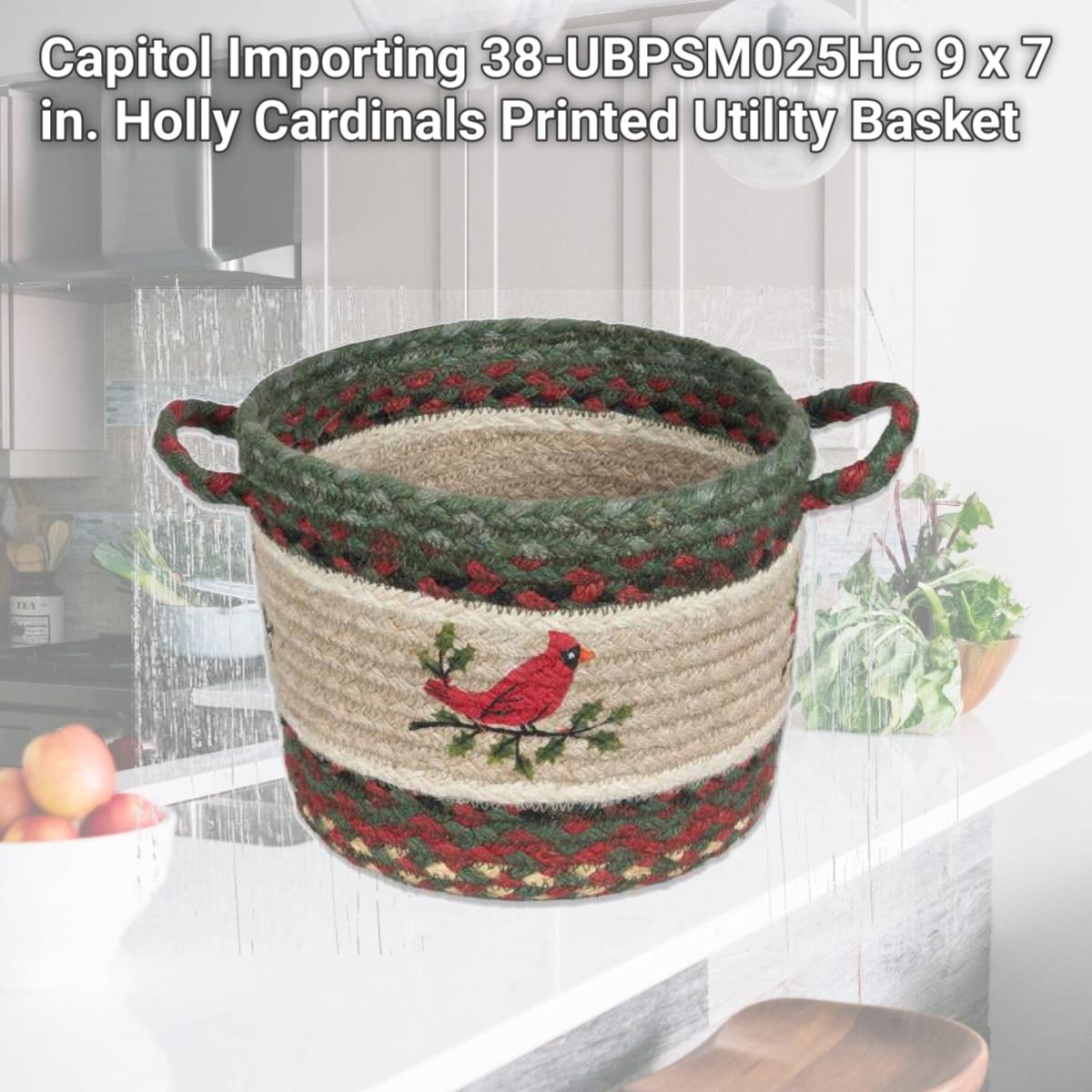 Picture of Capitol Importing 38-UBPSM025HC 9 x 7 in. Holly Cardinals Printed Utility Basket