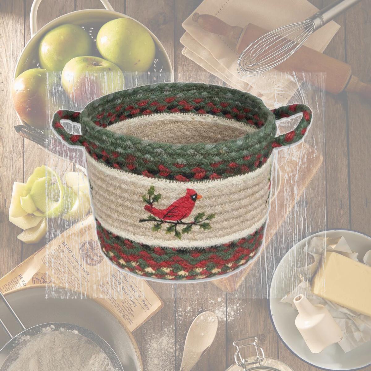 Picture of Capitol Importing 38-UBPSM025HC 9 x 7 in. Holly Cardinals Printed Utility Basket