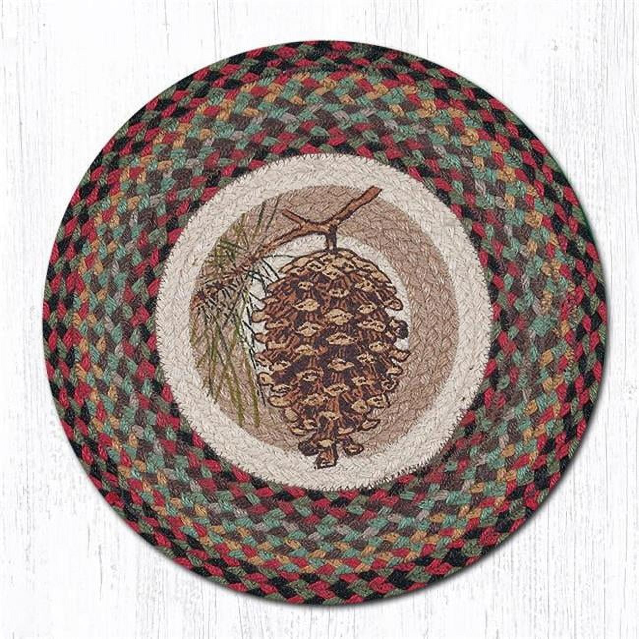 15.5 X 15.5 In. Pinecone Printed Round Chair Pad