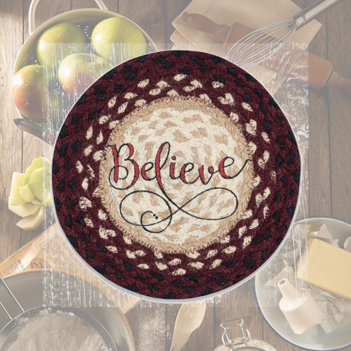 Picture of Capitol Importing 80-395B 10 x 10 in. MSPR-395 Believe Printed Round Trivet