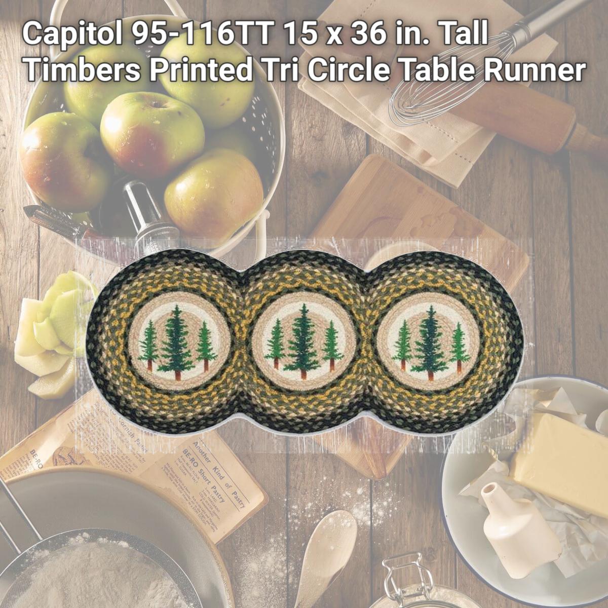 Picture of Capitol 95-116TT 15 x 36 in. Tall Timbers Printed Tri Circle Table Runner