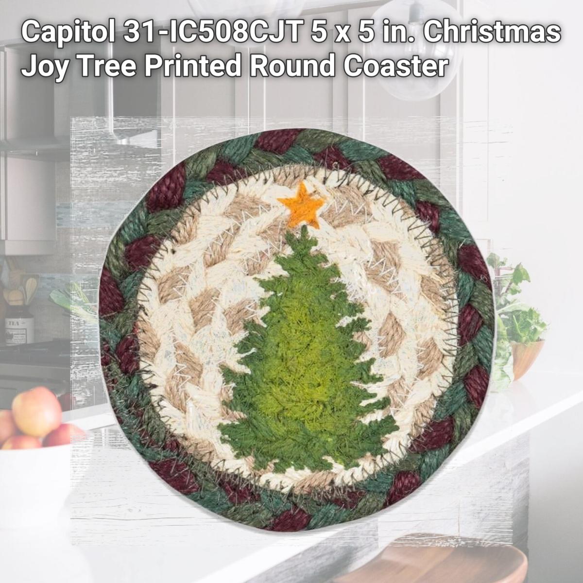 Picture of Capitol 31-IC508CJT 5 x 5 in. Christmas Joy Tree Printed Round Coaster