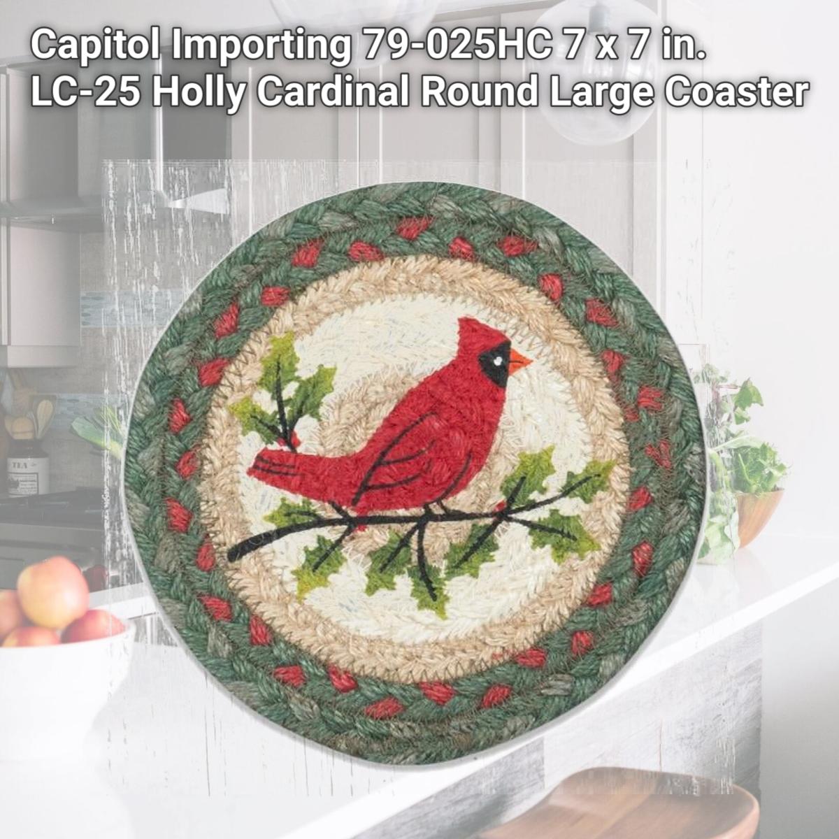 Picture of Capitol Importing 79-025HC 7 x 7 in. LC-25 Holly Cardinal Round Large Coaster