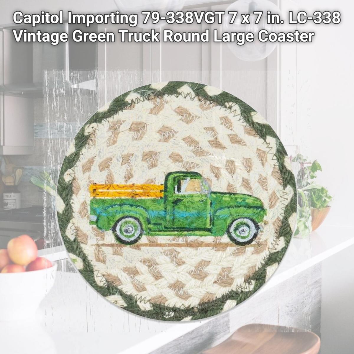 Picture of Capitol Importing 79-338VGT 7 x 7 in. LC-338 Vintage Green Truck Round Large Coaster