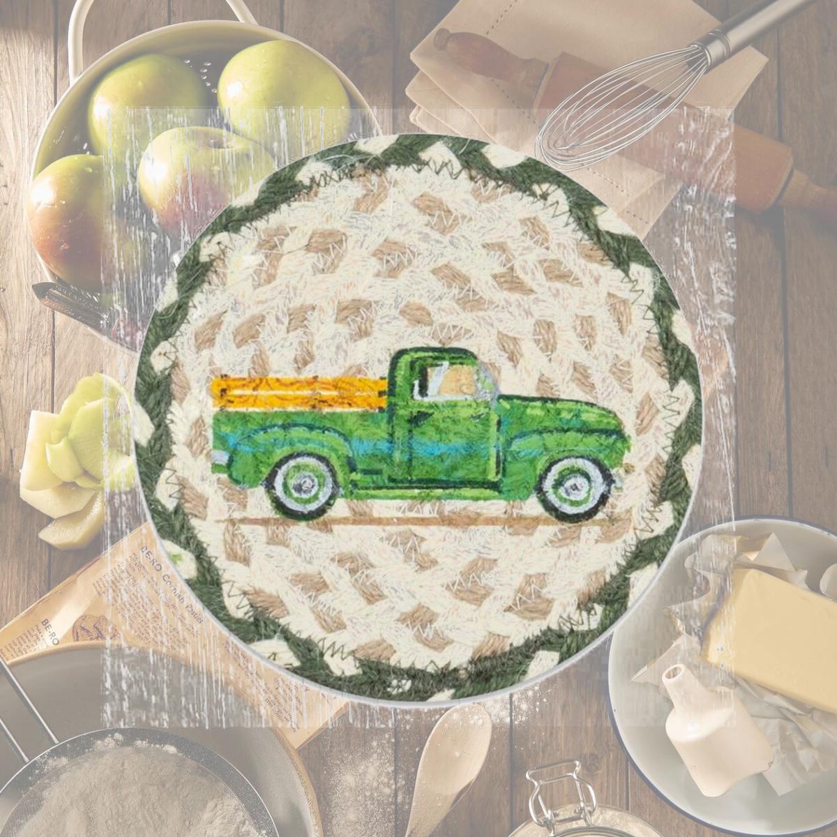 Picture of Capitol Importing 79-338VGT 7 x 7 in. LC-338 Vintage Green Truck Round Large Coaster