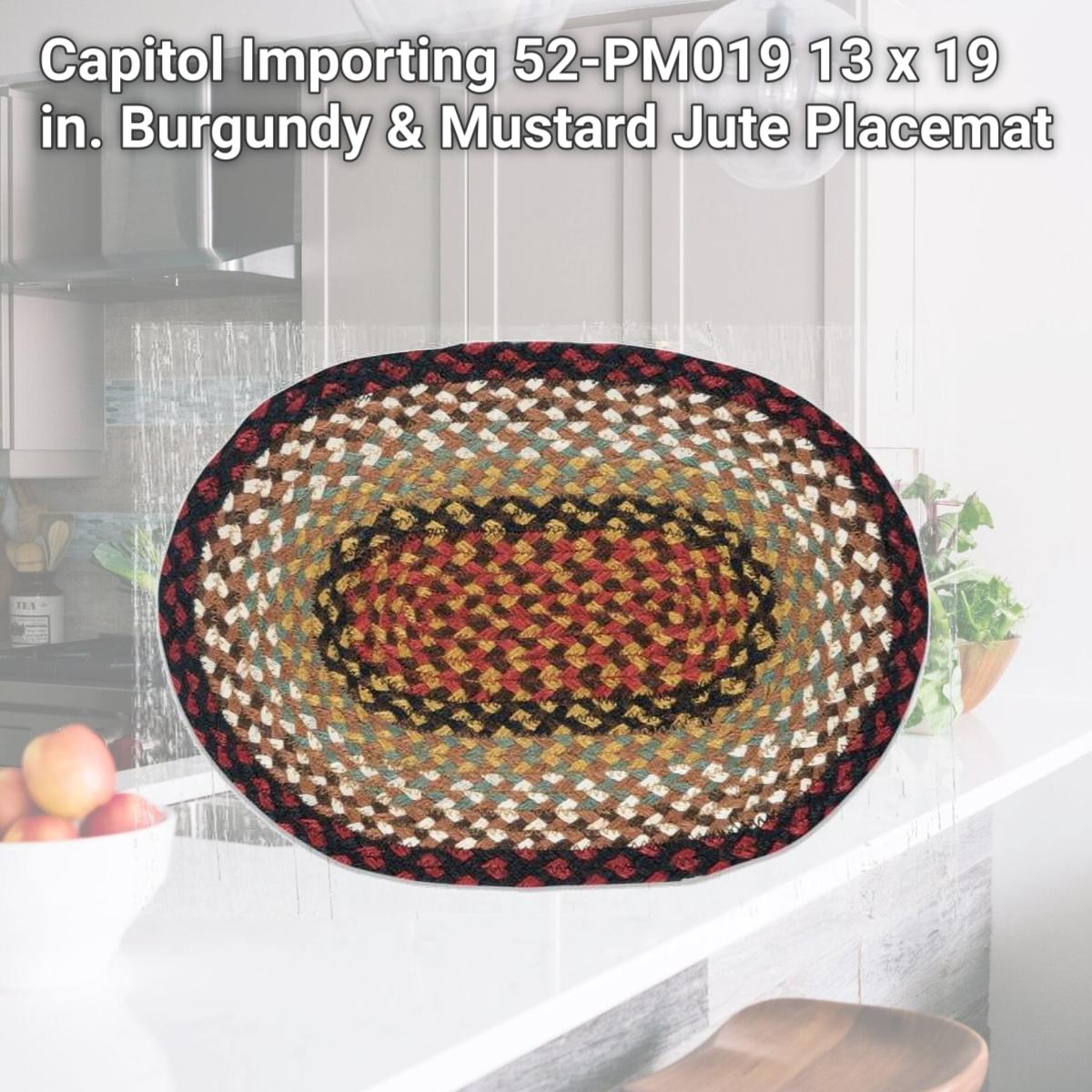 Picture of Capitol Importing 52-PM019 13 x 19 in. Burgundy & Mustard Jute Placemat