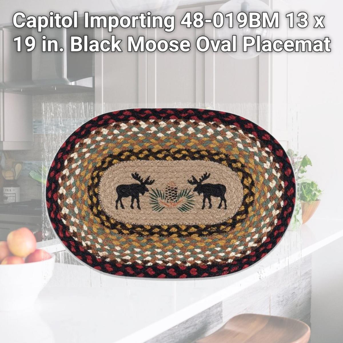 Picture of Capitol Importing 48-019BM 13 x 19 in. Black Moose Oval Placemat