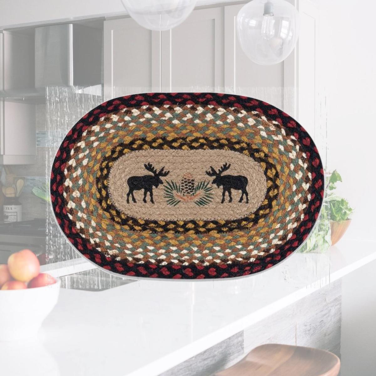 Picture of Capitol Importing 48-019BM 13 x 19 in. Black Moose Oval Placemat
