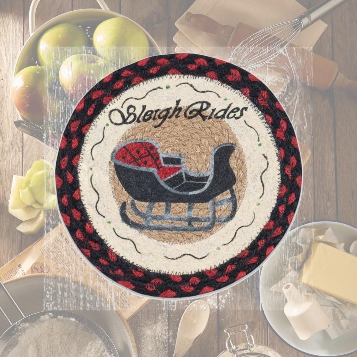 Picture of Capitol Importing 80-019SR 10 x 10 in. MSPR-19 Sleigh Rides Printed Round Trivet