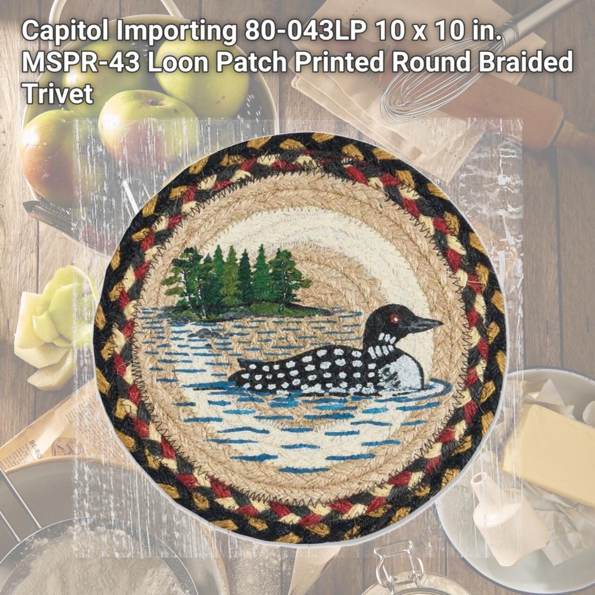 Picture of Capitol Importing 80-043LP 10 x 10 in. MSPR-43 Loon Patch Printed Round Braided Trivet