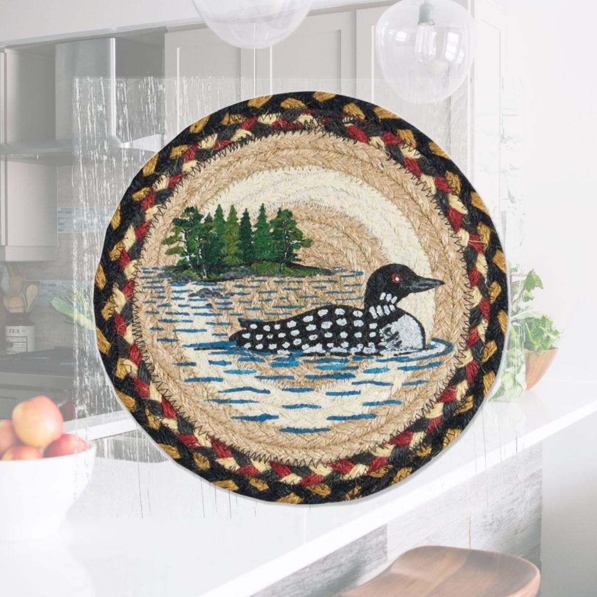 Picture of Capitol Importing 80-043LP 10 x 10 in. MSPR-43 Loon Patch Printed Round Braided Trivet