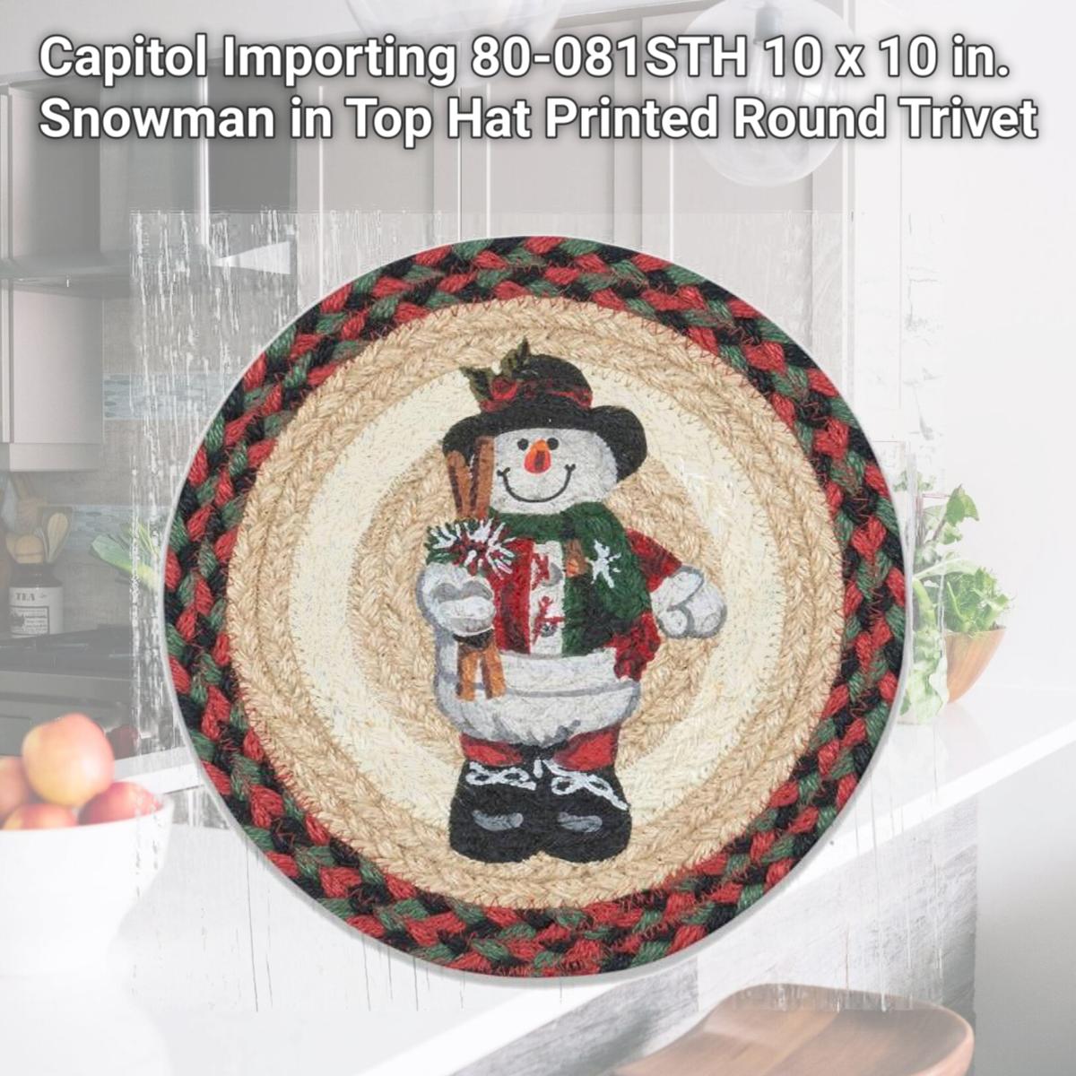 Picture of Capitol Importing 80-081STH 10 x 10 in. Snowman in Top Hat Printed Round Trivet