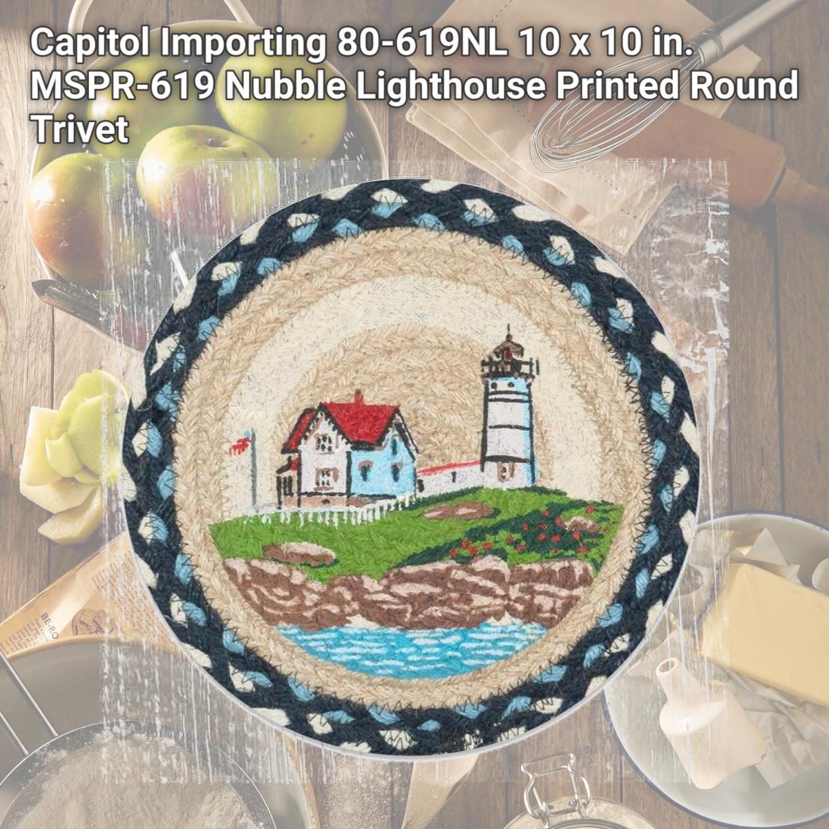 Picture of Capitol Importing 80-619NL 10 x 10 in. MSPR-619 Nubble Lighthouse Printed Round Trivet