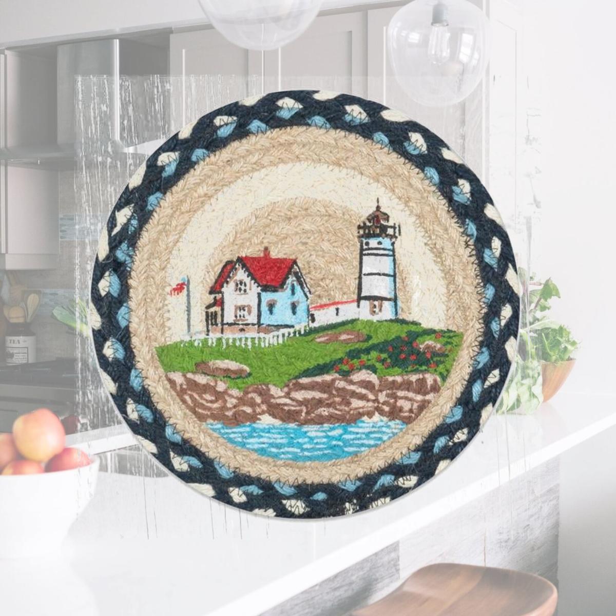 Picture of Capitol Importing 80-619NL 10 x 10 in. MSPR-619 Nubble Lighthouse Printed Round Trivet
