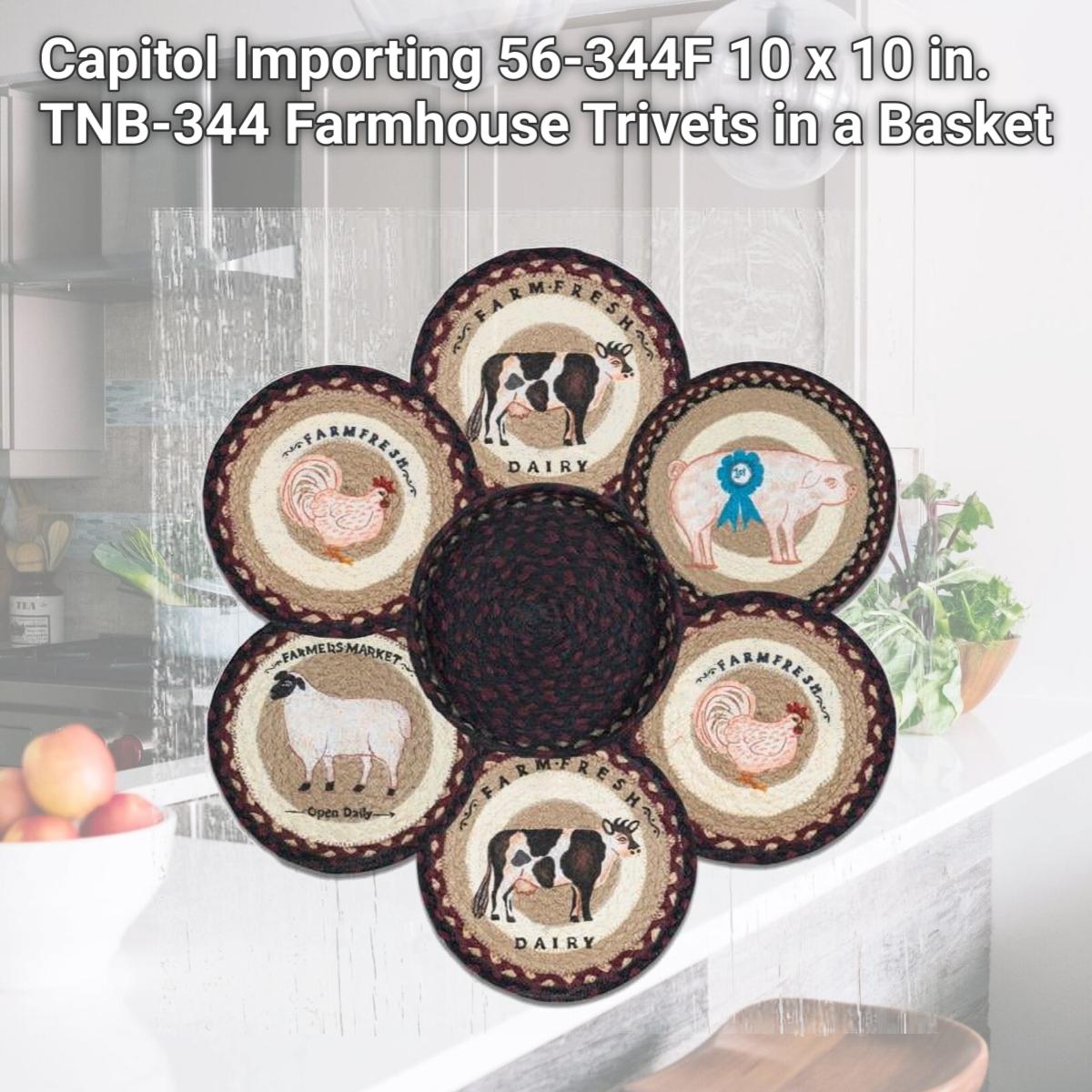 Picture of Capitol Importing 56-344F 10 x 10 in. TNB-344 Farmhouse Trivets in a Basket