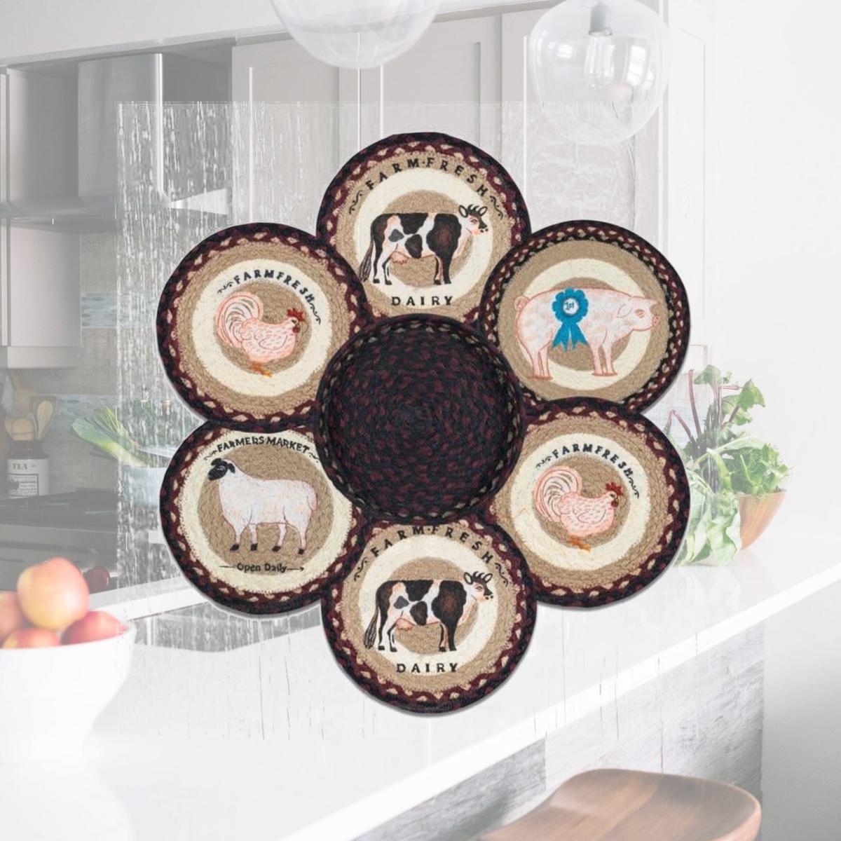 Picture of Capitol Importing 56-344F 10 x 10 in. TNB-344 Farmhouse Trivets in a Basket