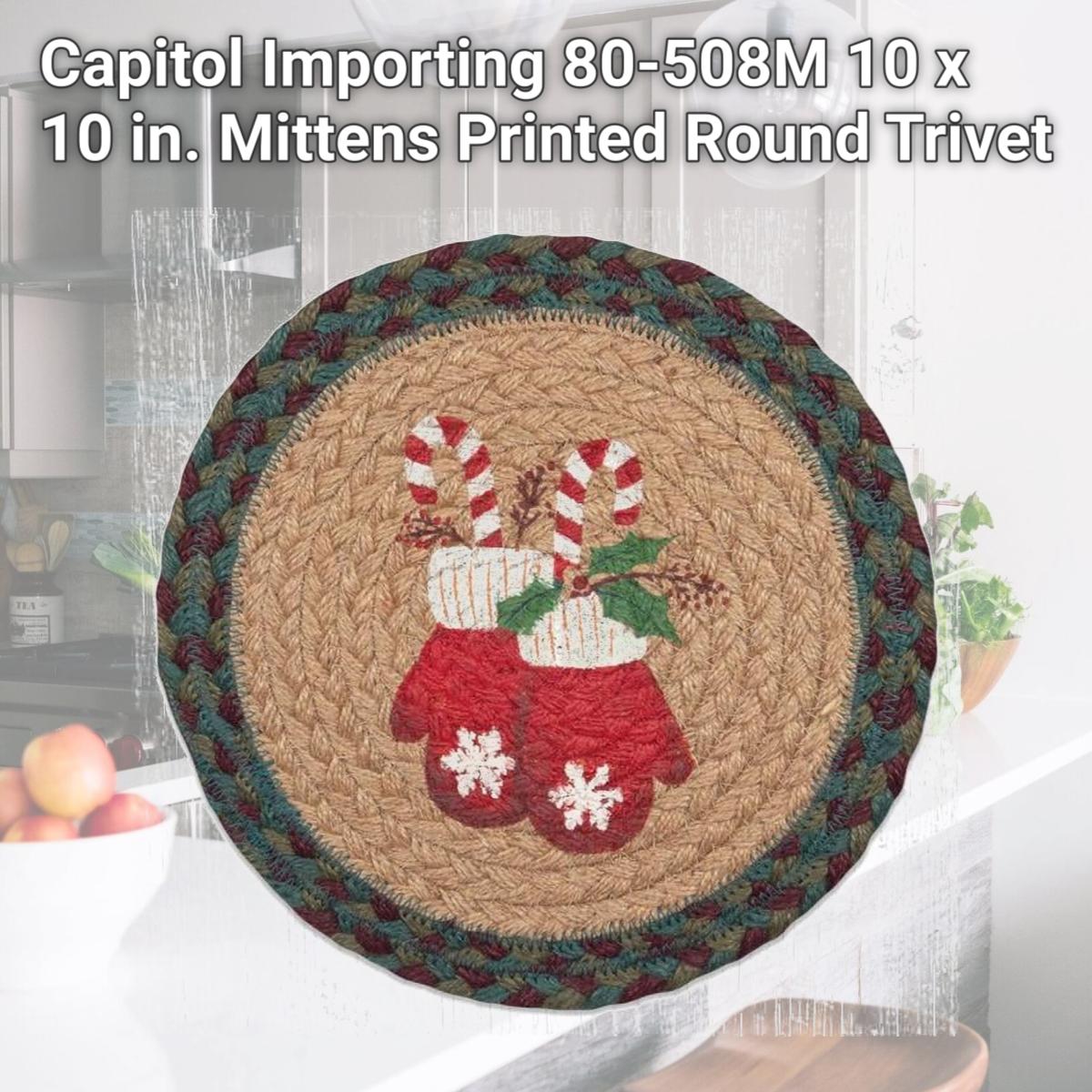 Picture of Capitol Importing 80-508M 10 x 10 in. Mittens Printed Round Trivet