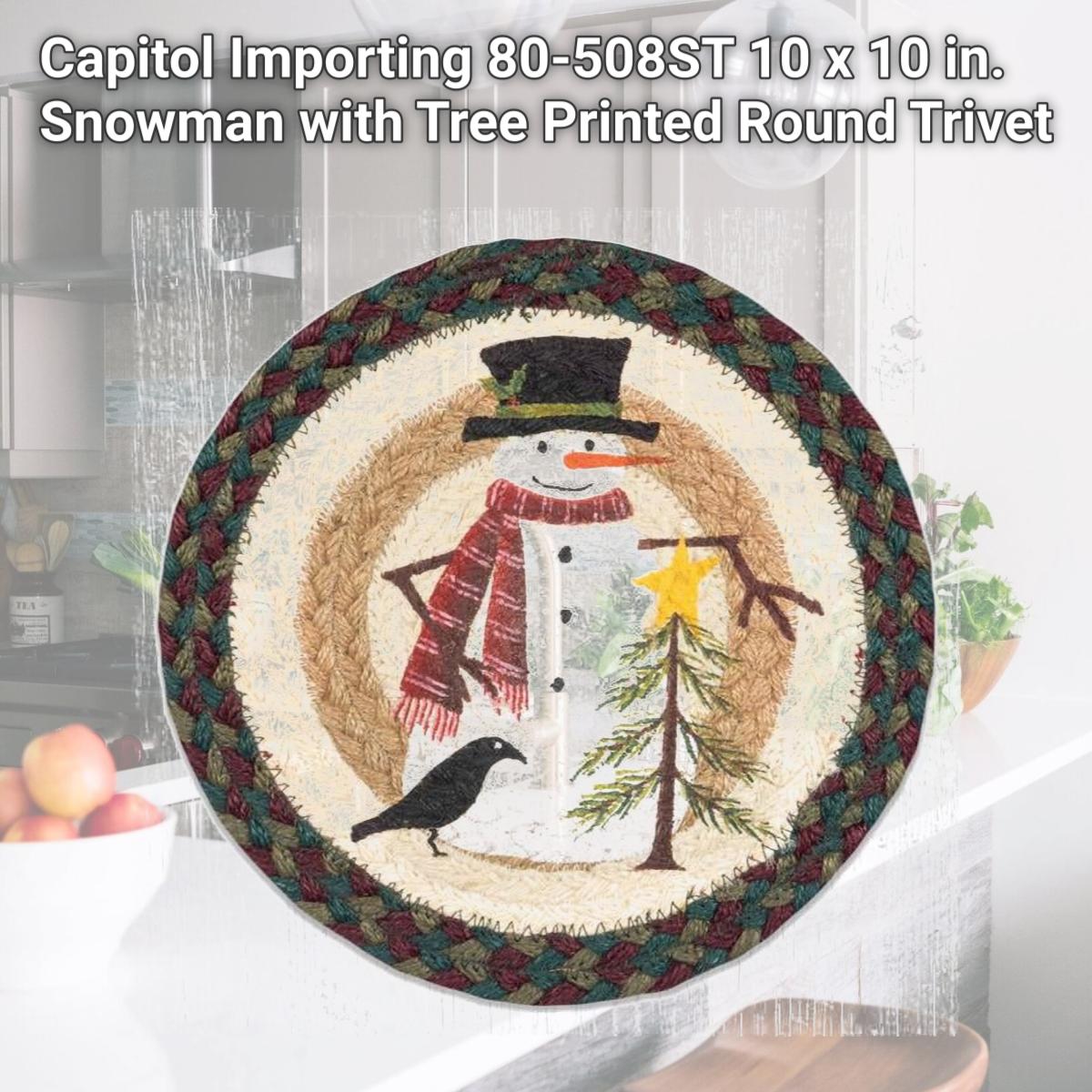 Picture of Capitol Importing 80-508ST 10 x 10 in. Snowman with Tree Printed Round Trivet
