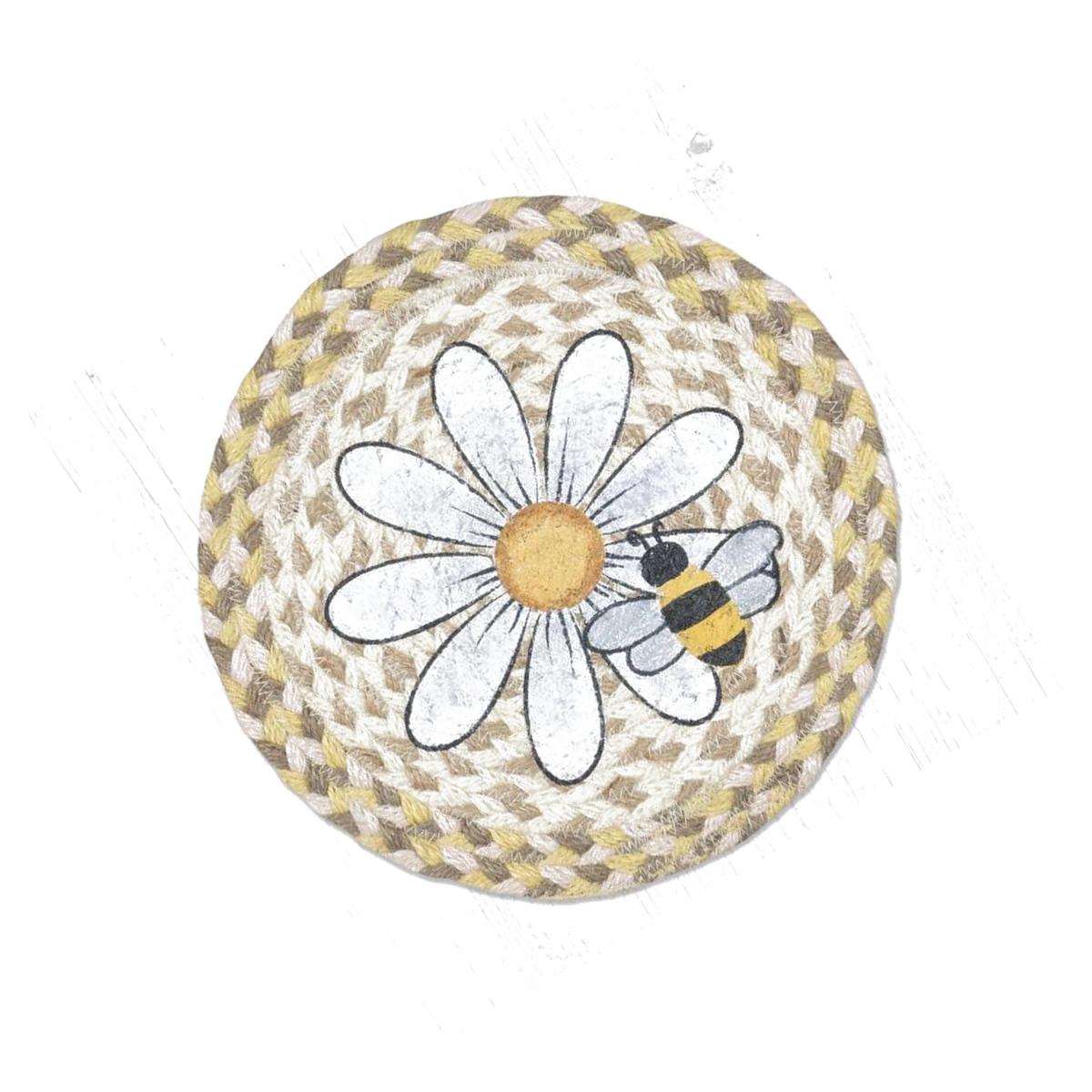 Picture of Capitol Importing 80-653DB 10 x 10 in. Daisy & Bee Printed Round Trivet